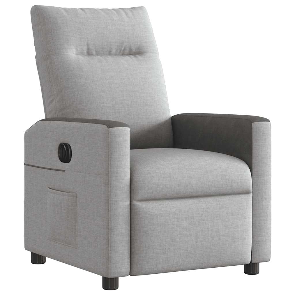Fauteuil inclinable électrique en tissu gris nuage