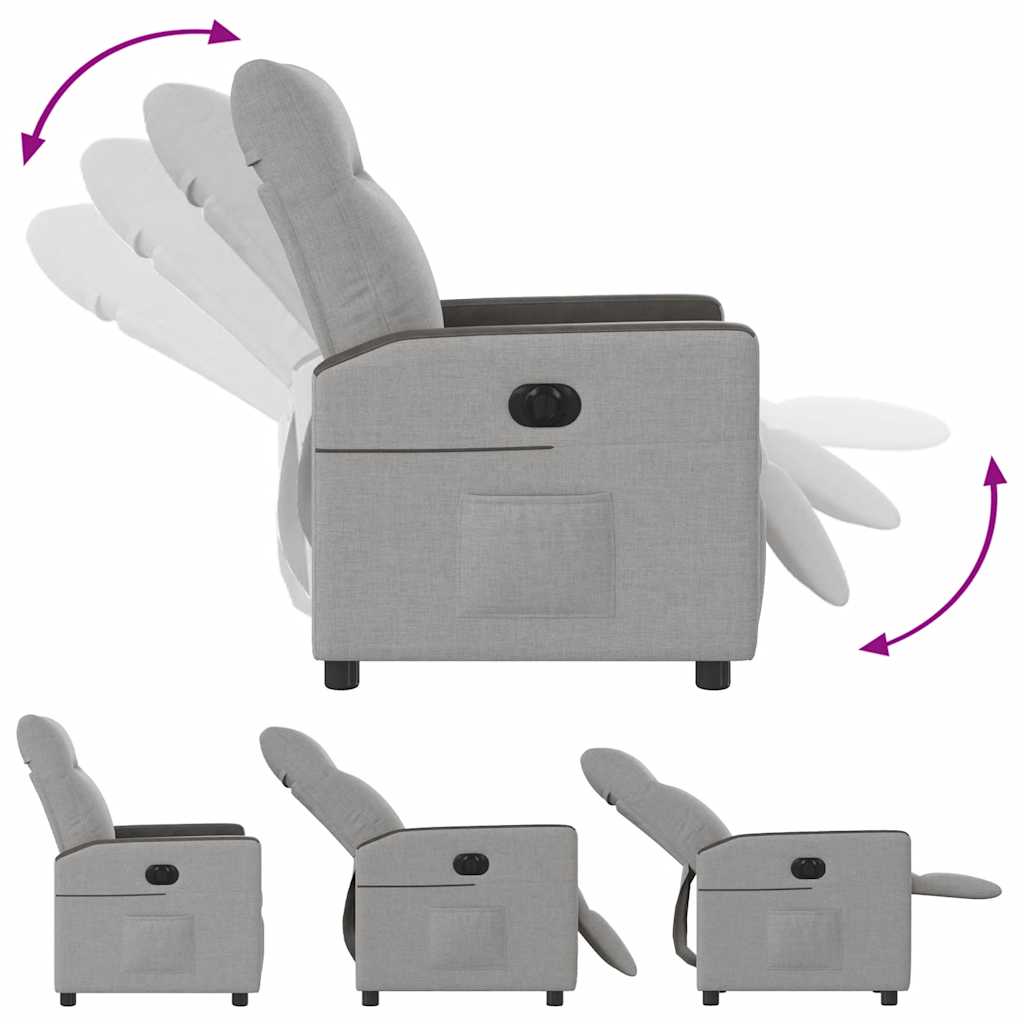 Fauteuil inclinable électrique en tissu gris nuage