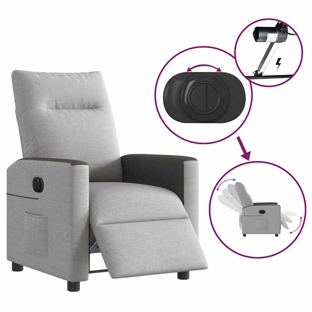 Fauteuil inclinable électrique en tissu gris nuage