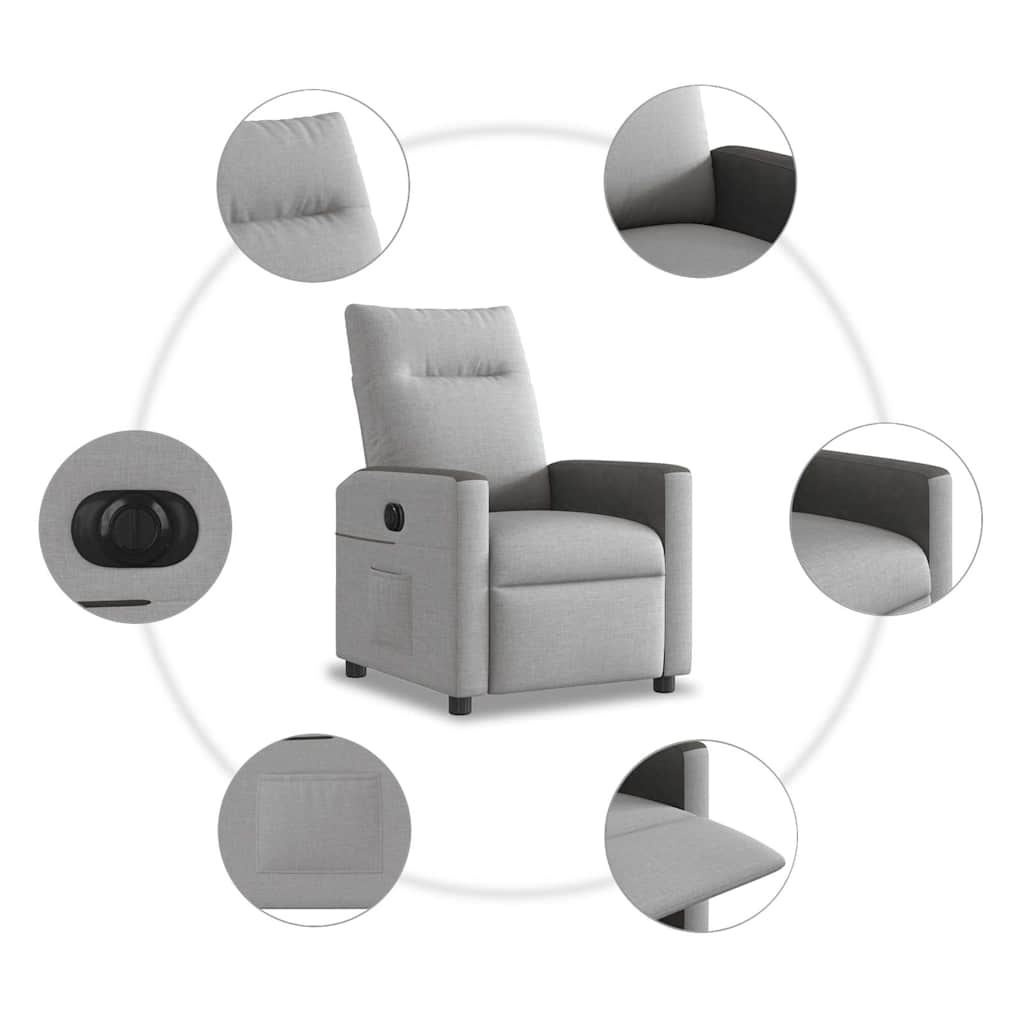 Fauteuil inclinable électrique en tissu gris nuage