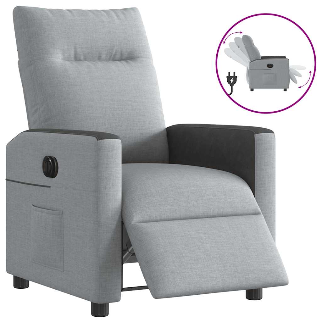 Fauteuil inclinable électrique en tissu gris clair