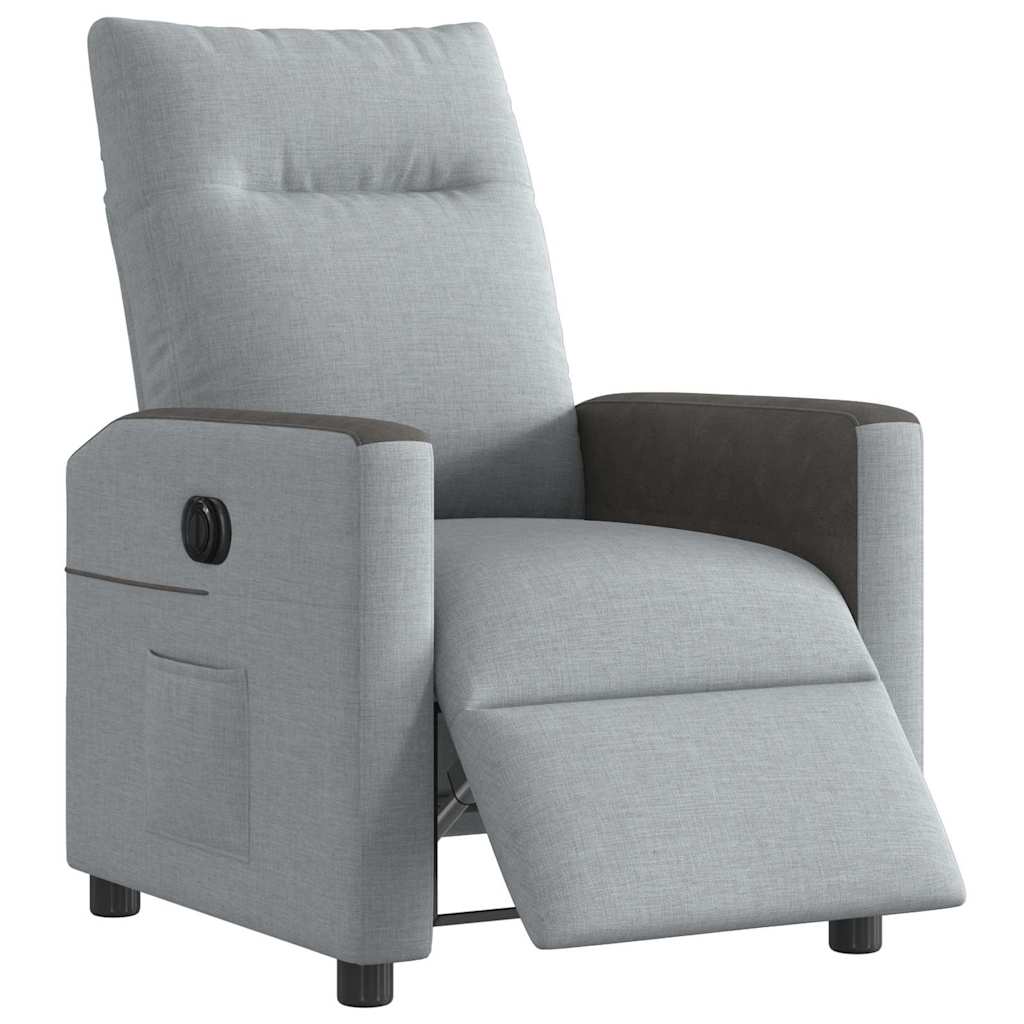 Fauteuil inclinable électrique en tissu gris clair