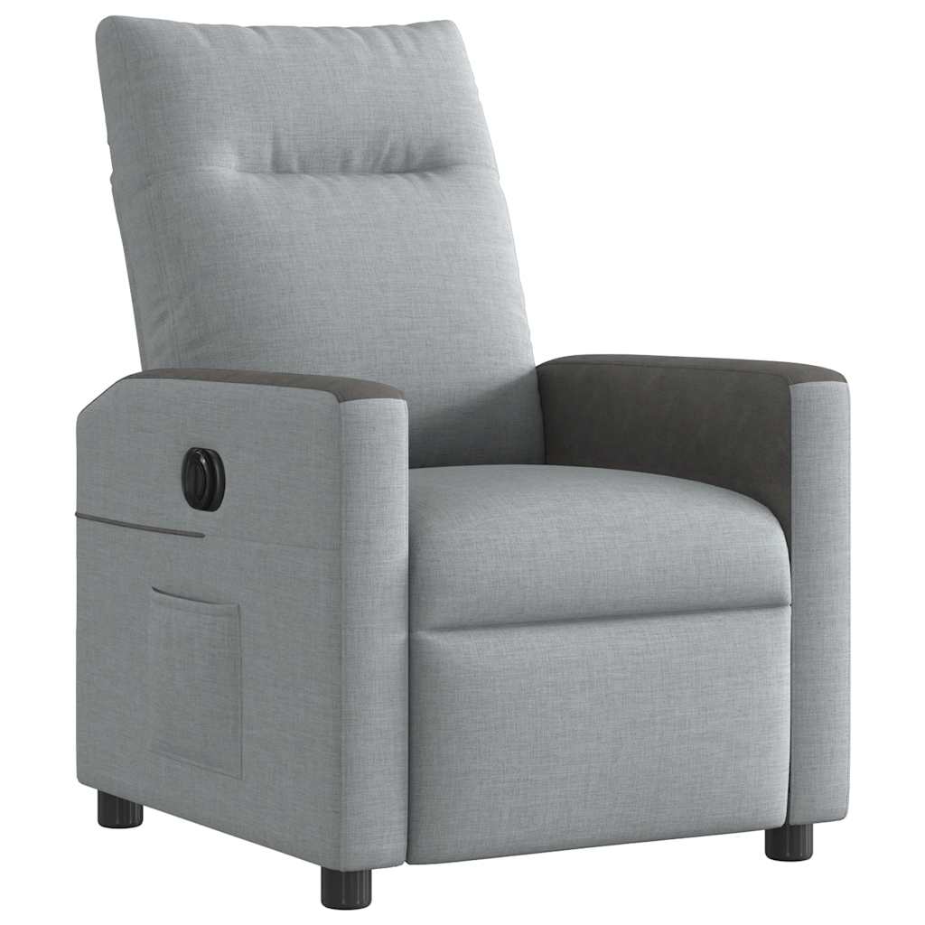 Fauteuil inclinable électrique en tissu gris clair