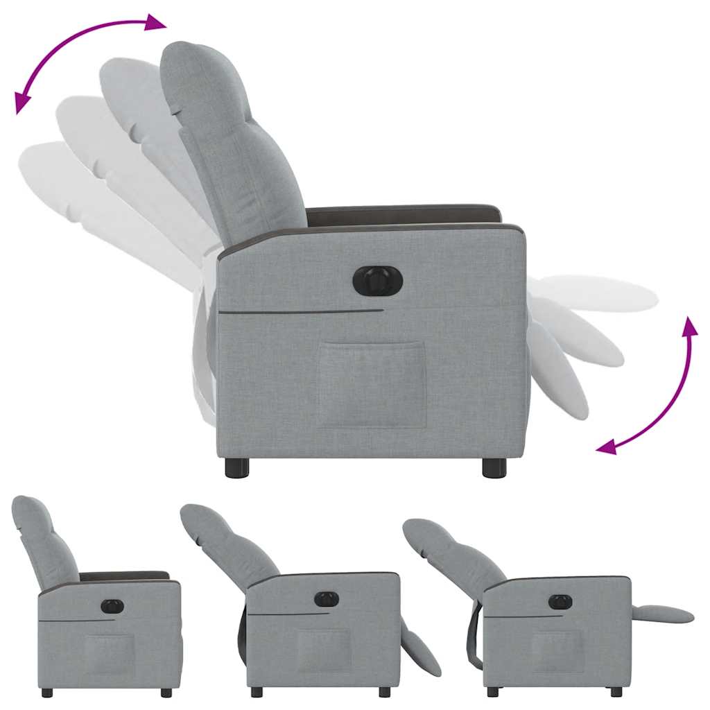 Fauteuil inclinable électrique en tissu gris clair