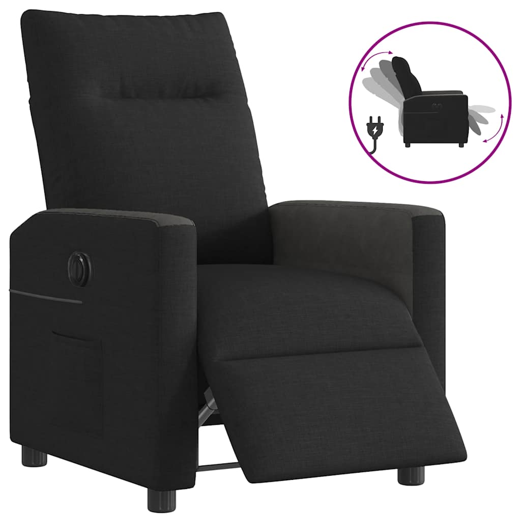 Fauteuil inclinable électrique en tissu noir