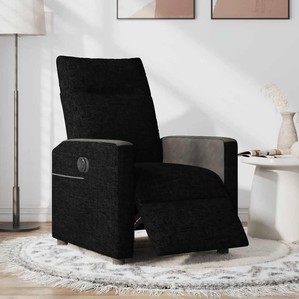 Fauteuil inclinable électrique en tissu noir