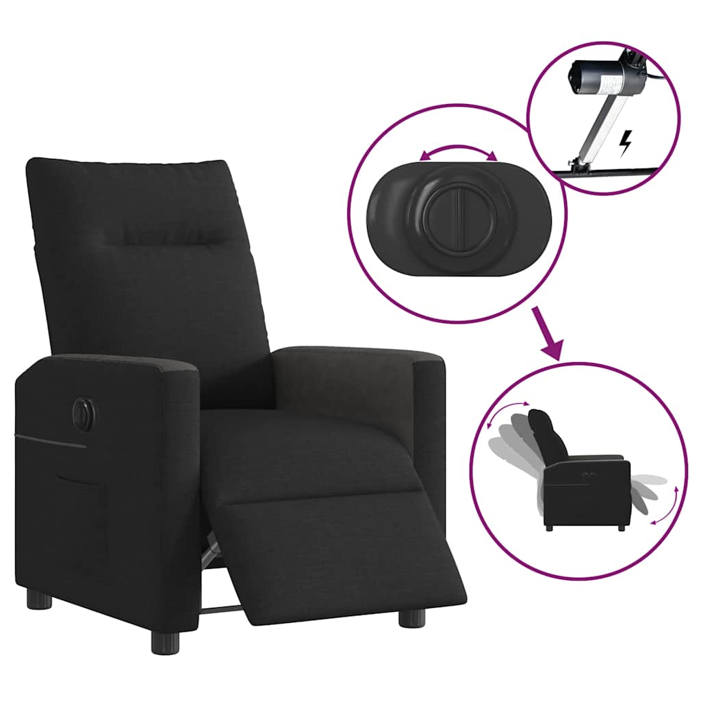 Fauteuil inclinable électrique en tissu noir