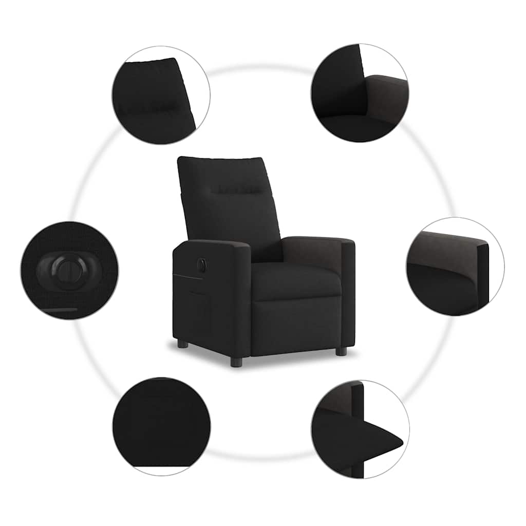 Fauteuil inclinable électrique en tissu noir