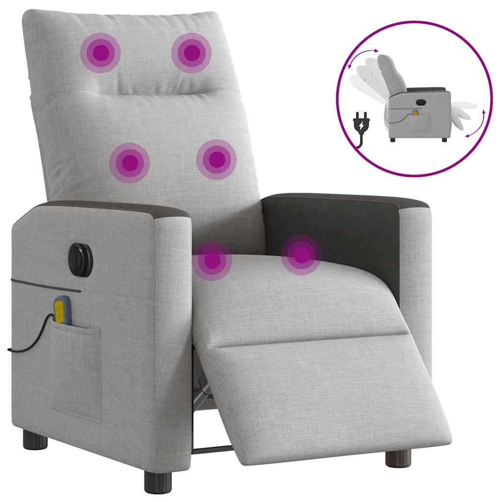 Fauteuil de massage électrique en tissu gris nuage