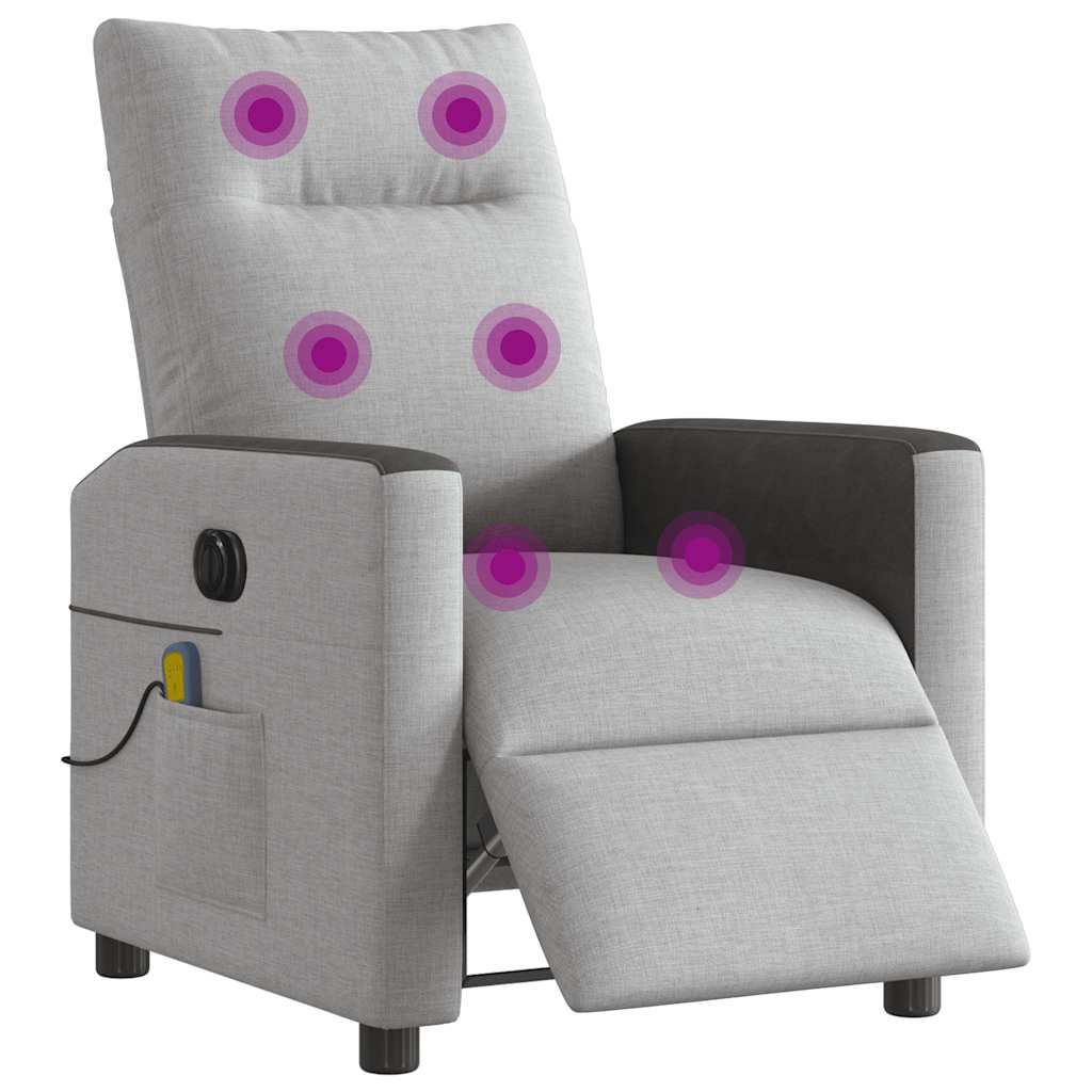 Fauteuil de massage électrique en tissu gris nuage