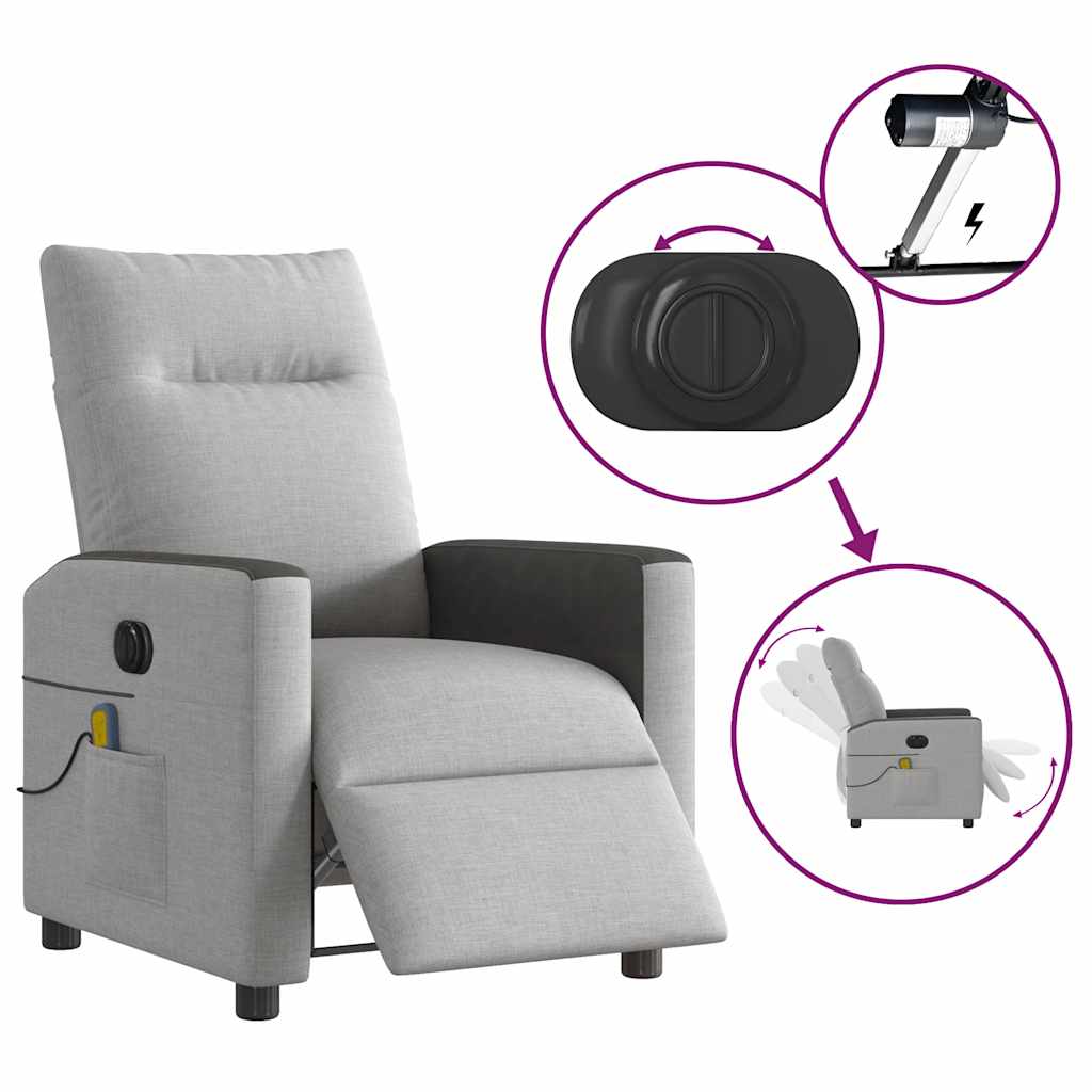 Fauteuil de massage électrique en tissu gris nuage