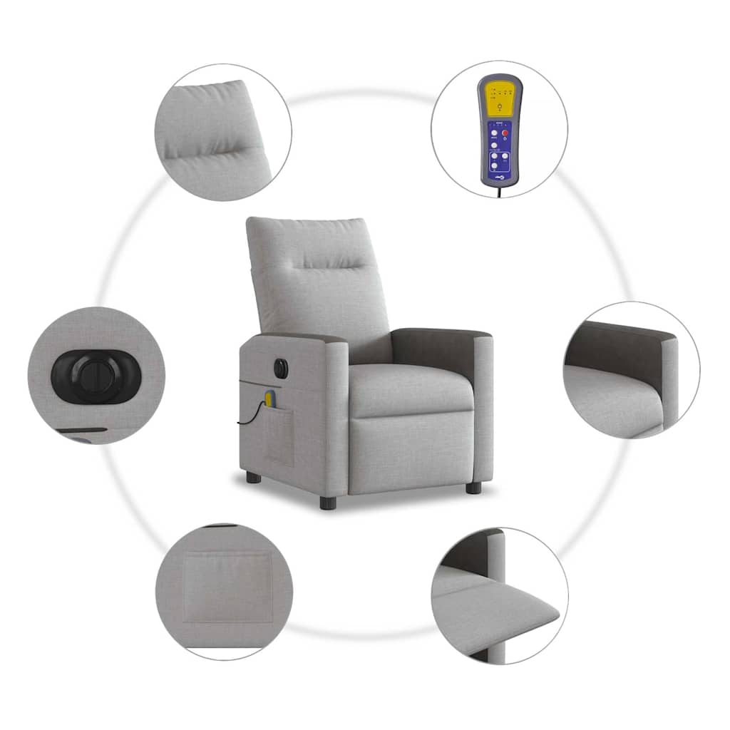 Fauteuil de massage électrique en tissu gris nuage