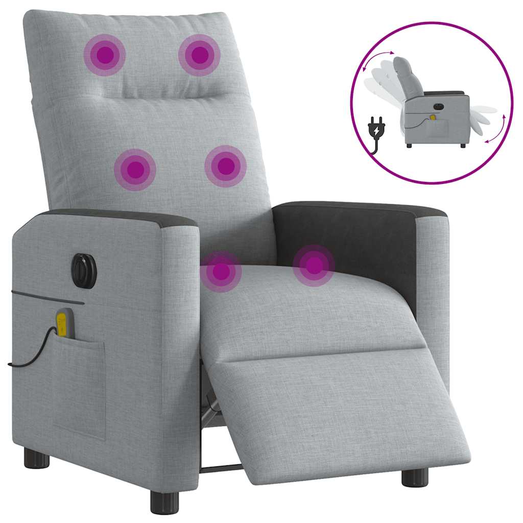 Fauteuil de massage électrique en tissu gris clair