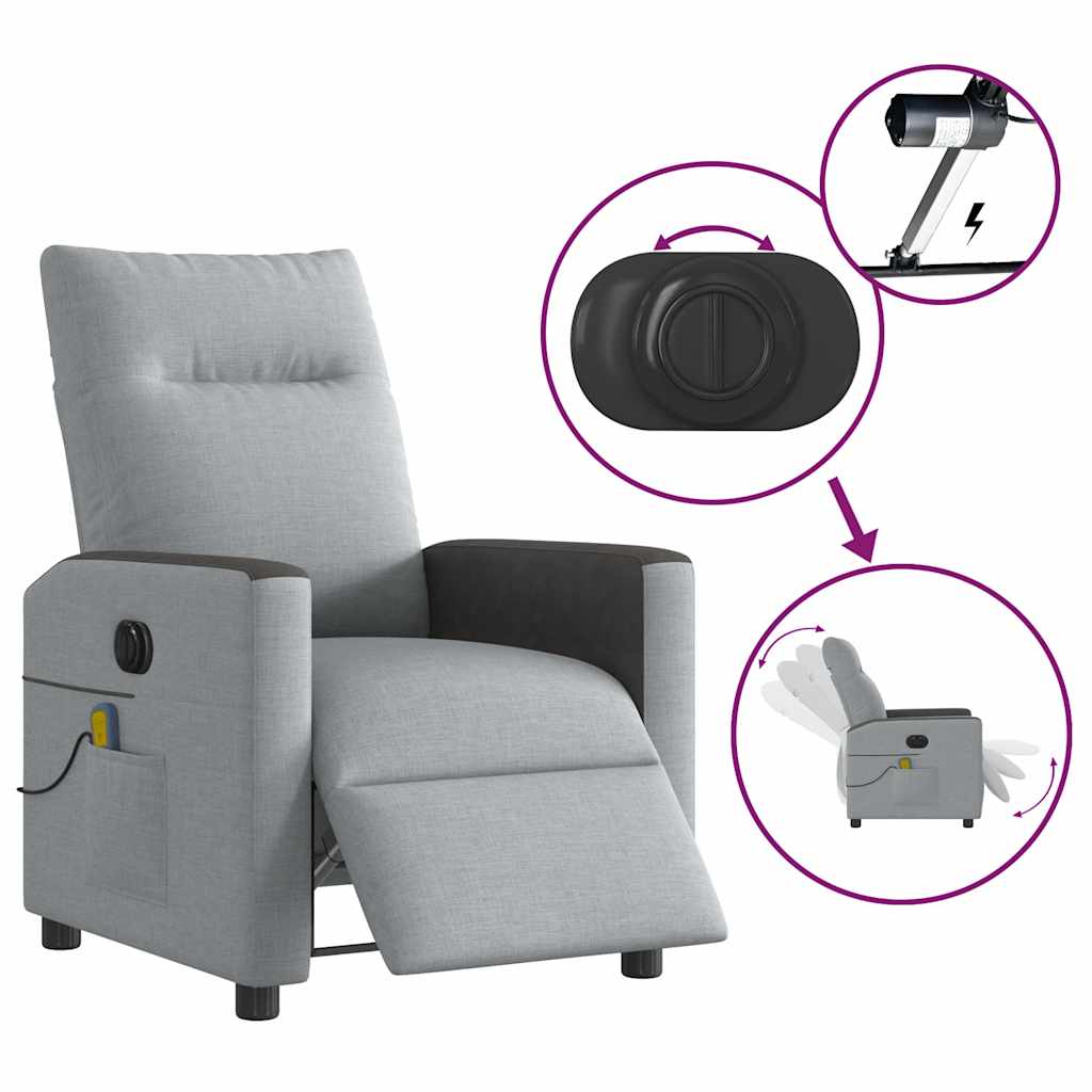 Fauteuil de massage électrique en tissu gris clair