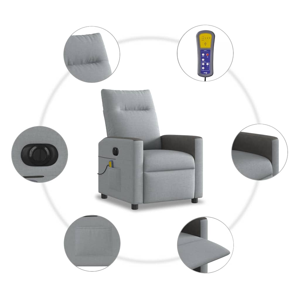 Fauteuil de massage électrique en tissu gris clair
