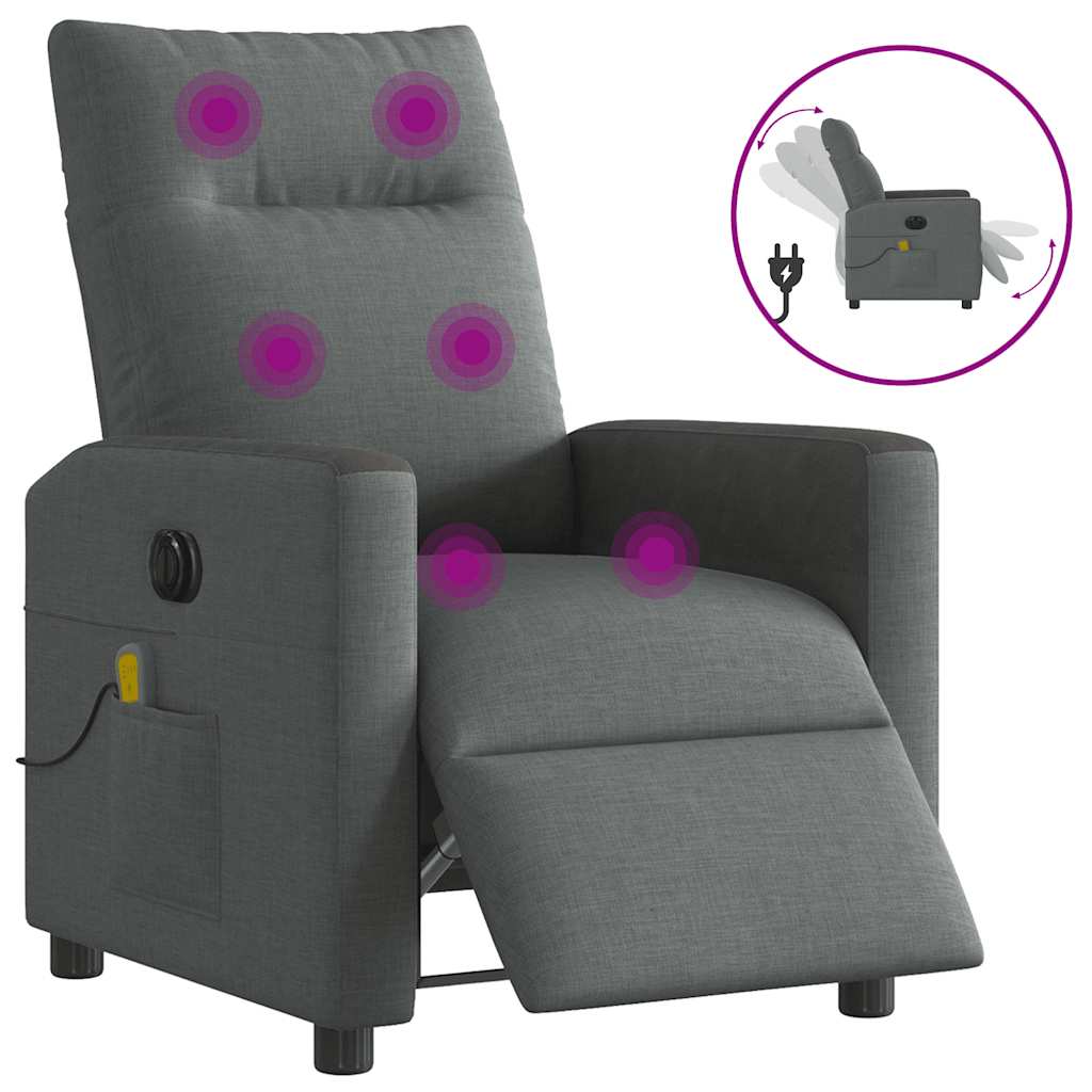 Fauteuil de massage électrique en tissu gris foncé