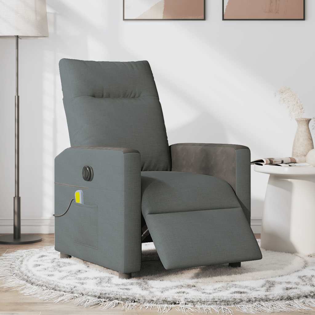 Fauteuil de massage électrique en tissu gris foncé