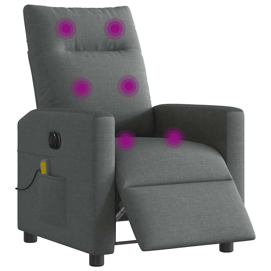 Fauteuil de massage électrique en tissu gris foncé
