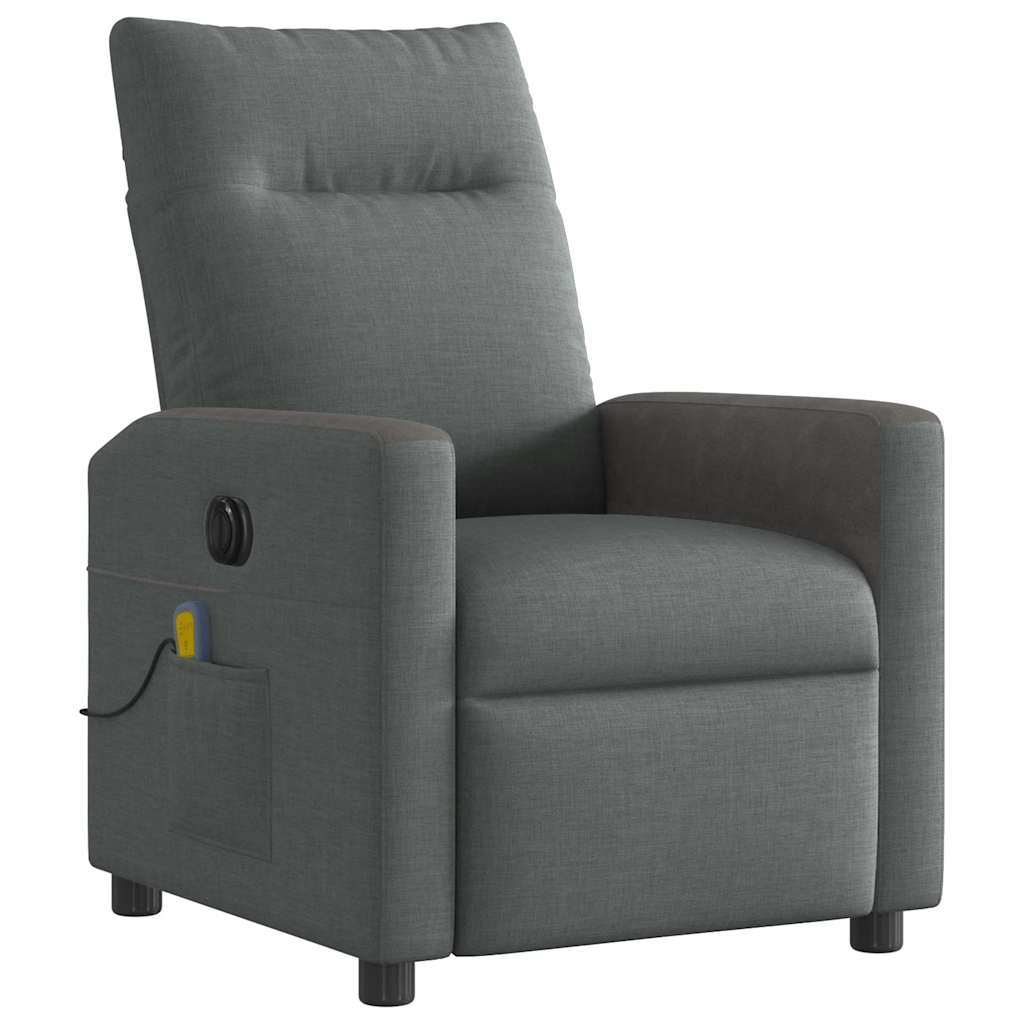 Fauteuil de massage électrique en tissu gris foncé
