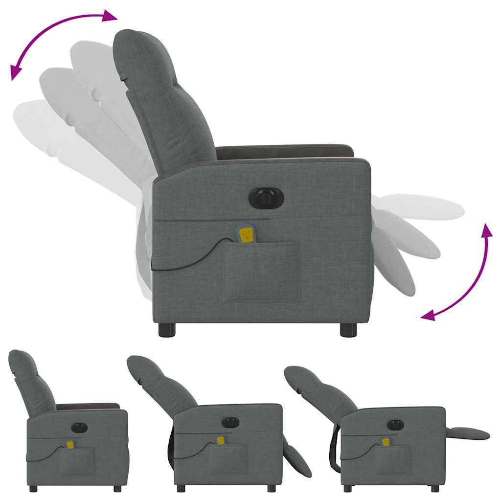 Fauteuil de massage électrique en tissu gris foncé