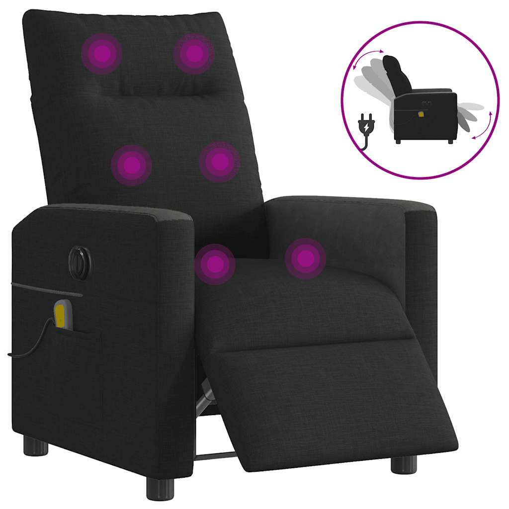 Fauteuil de massage électrique en tissu noir