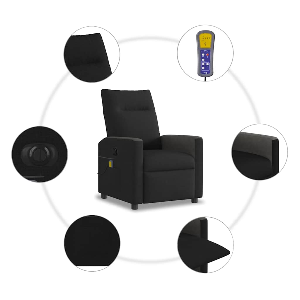 Fauteuil de massage électrique en tissu noir