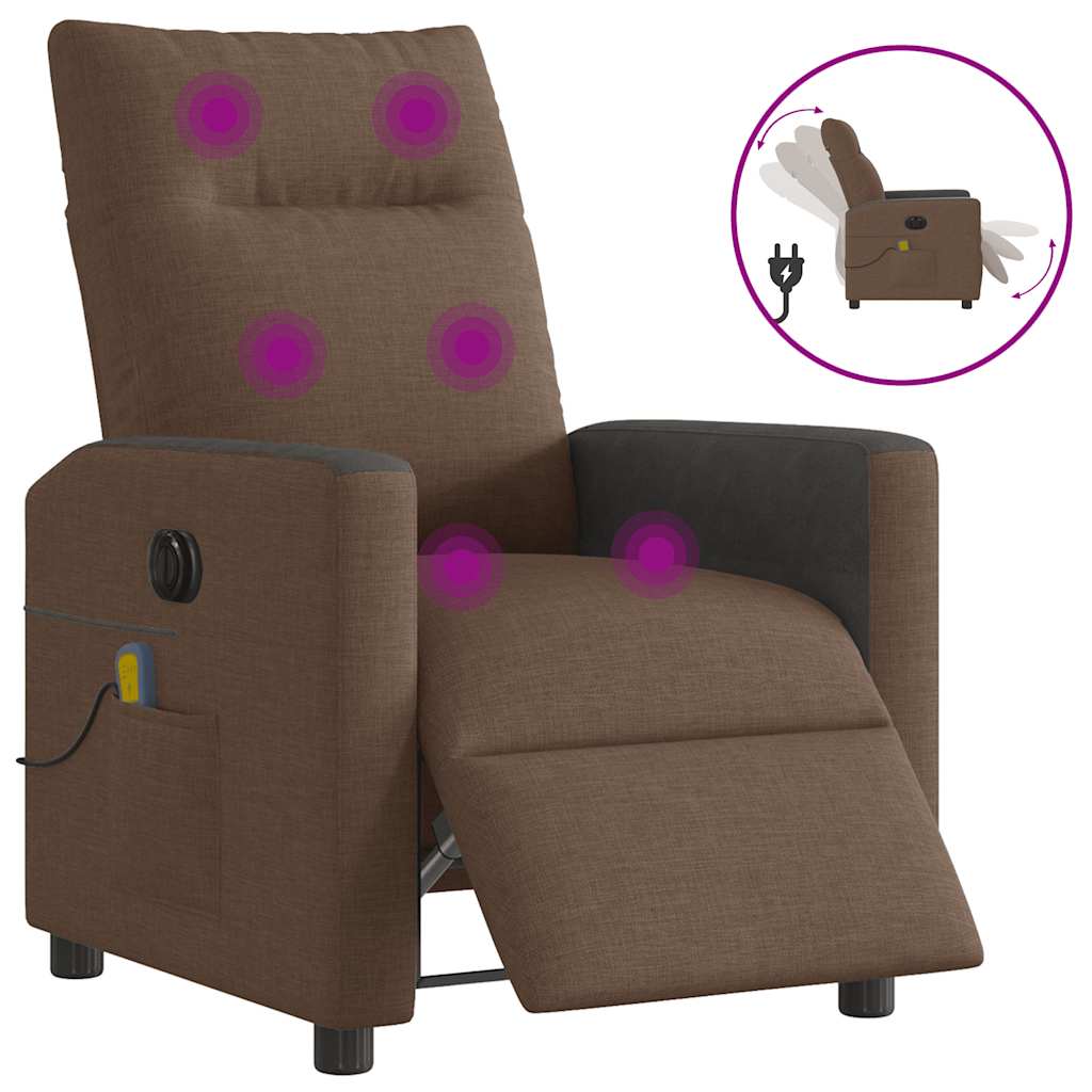 Fauteuil de massage électrique en tissu marron