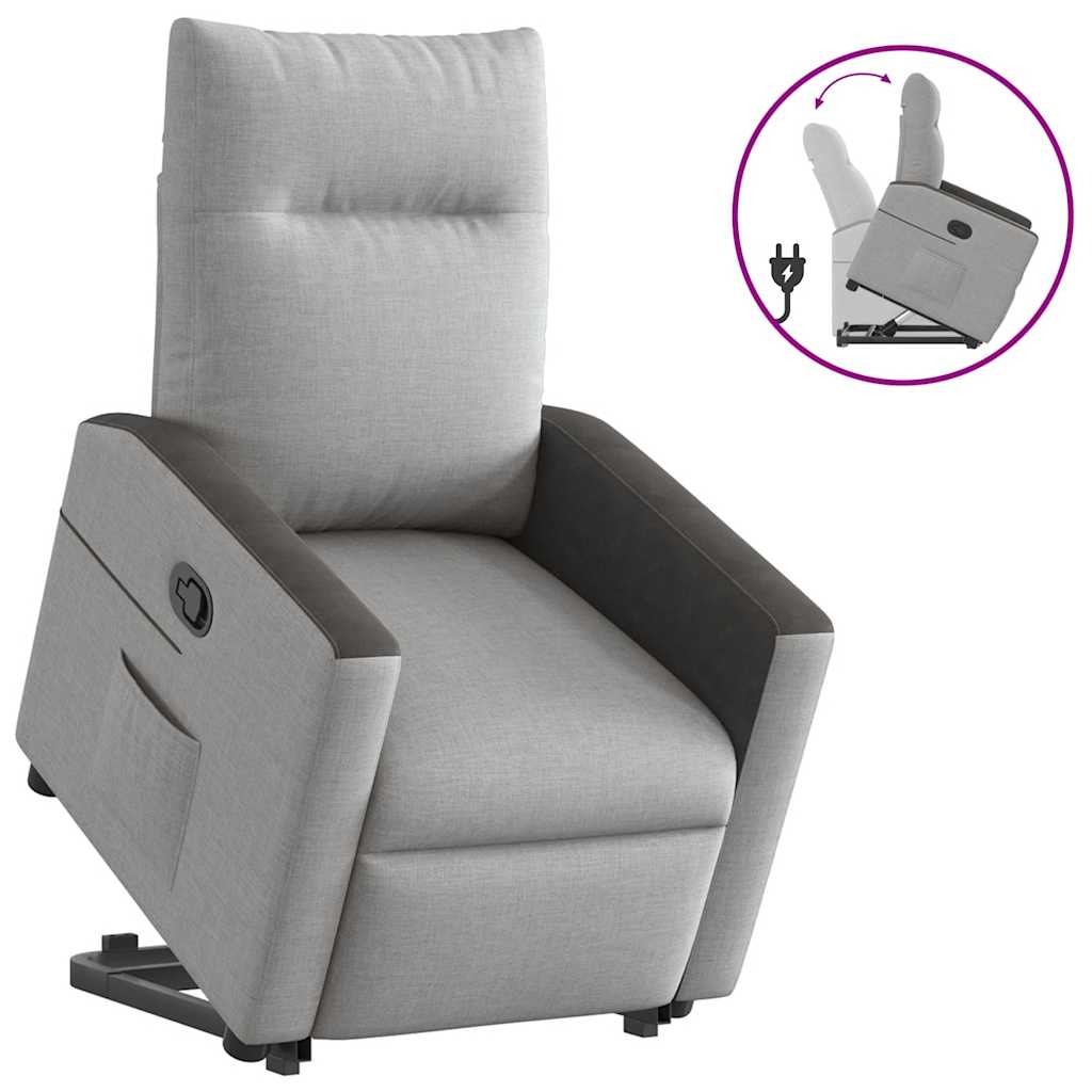 Fauteuil relax avec aide à la verticalisation en tissu gris nuage
