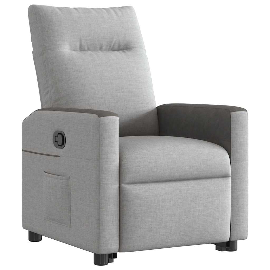 Fauteuil relax avec aide à la verticalisation en tissu gris nuage
