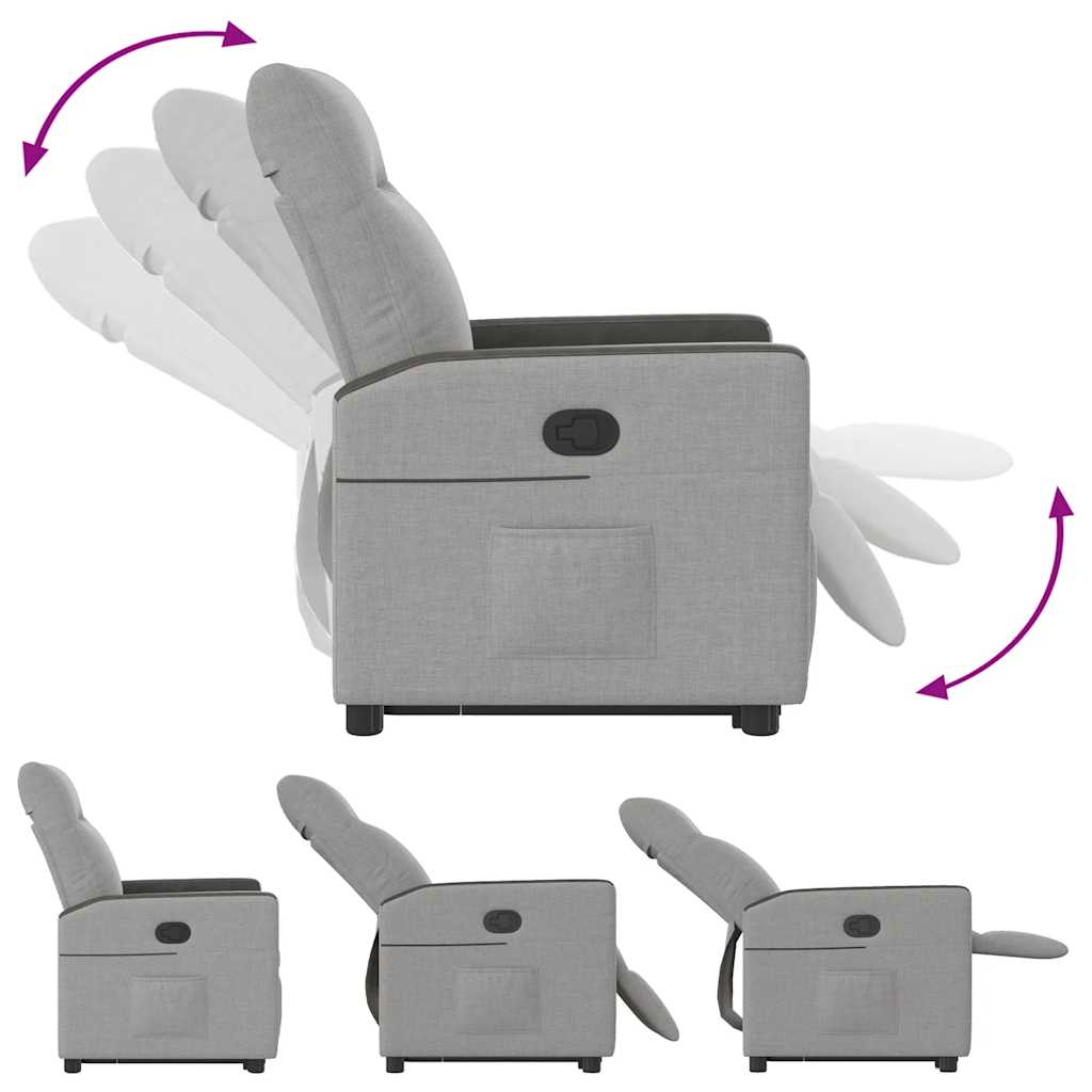 Fauteuil relax avec aide à la verticalisation en tissu gris nuage