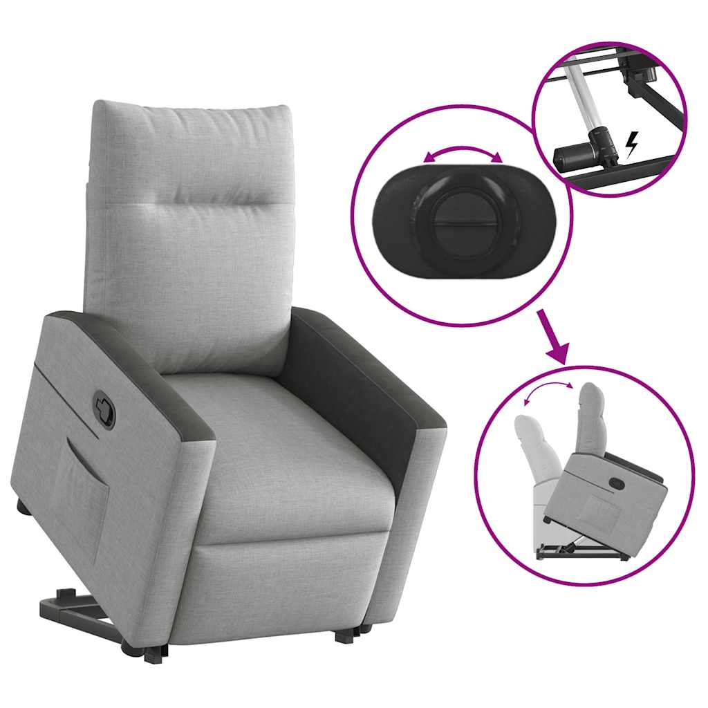 Fauteuil relax avec aide à la verticalisation en tissu gris nuage
