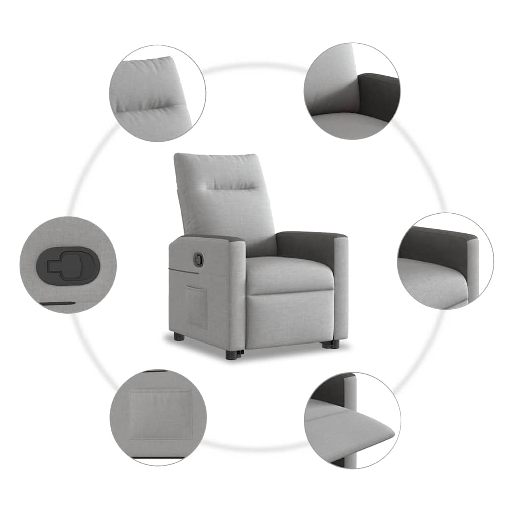 Fauteuil relax avec aide à la verticalisation en tissu gris nuage