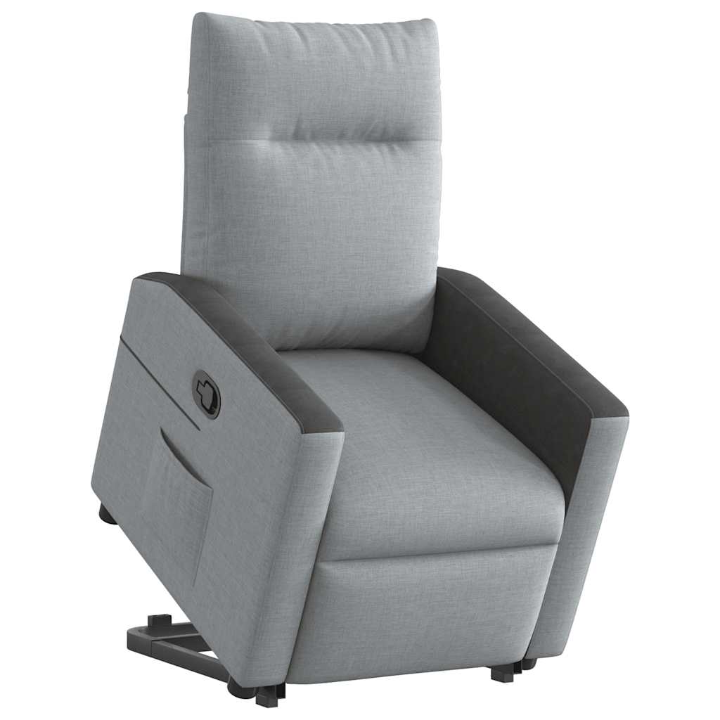 Fauteuil relax avec aide à la verticalisation en tissu gris clair