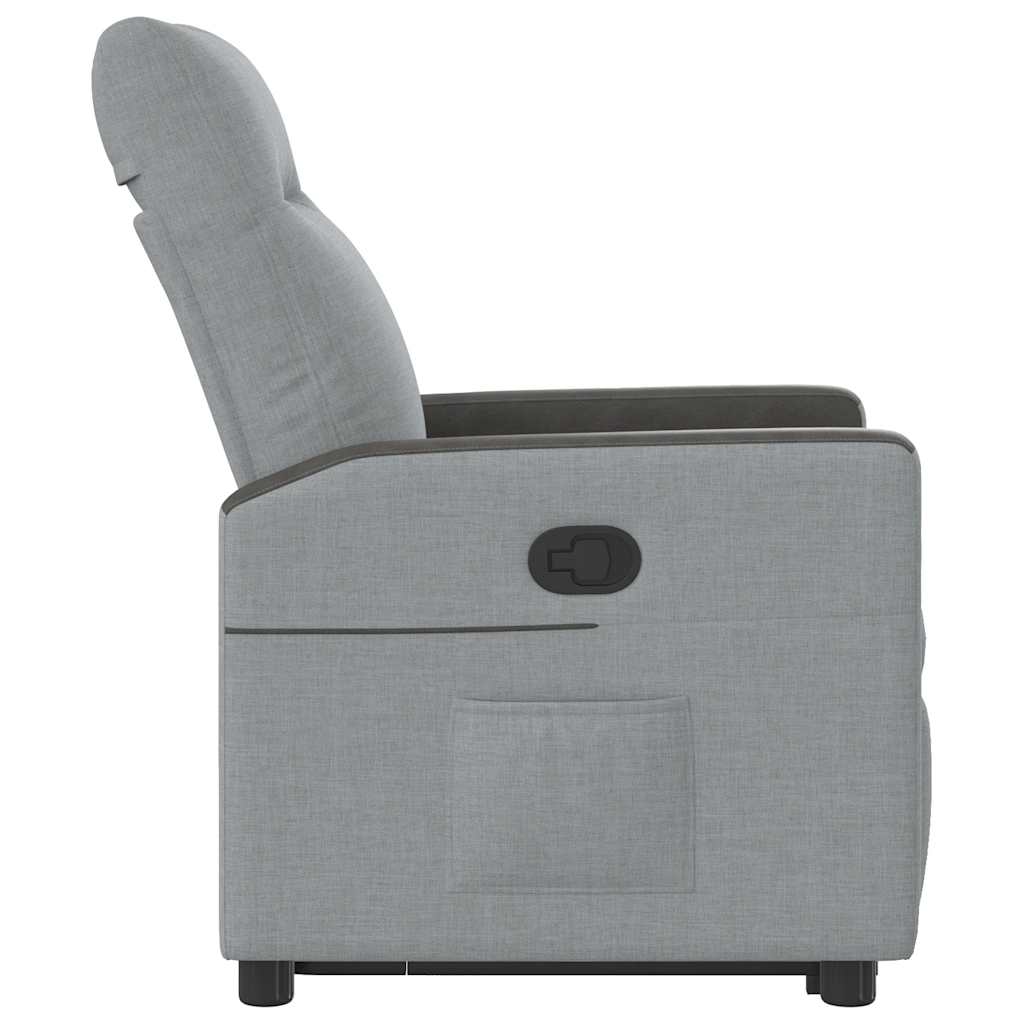 Fauteuil relax avec aide à la verticalisation en tissu gris clair