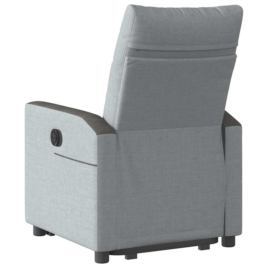 Fauteuil relax avec aide à la verticalisation en tissu gris clair