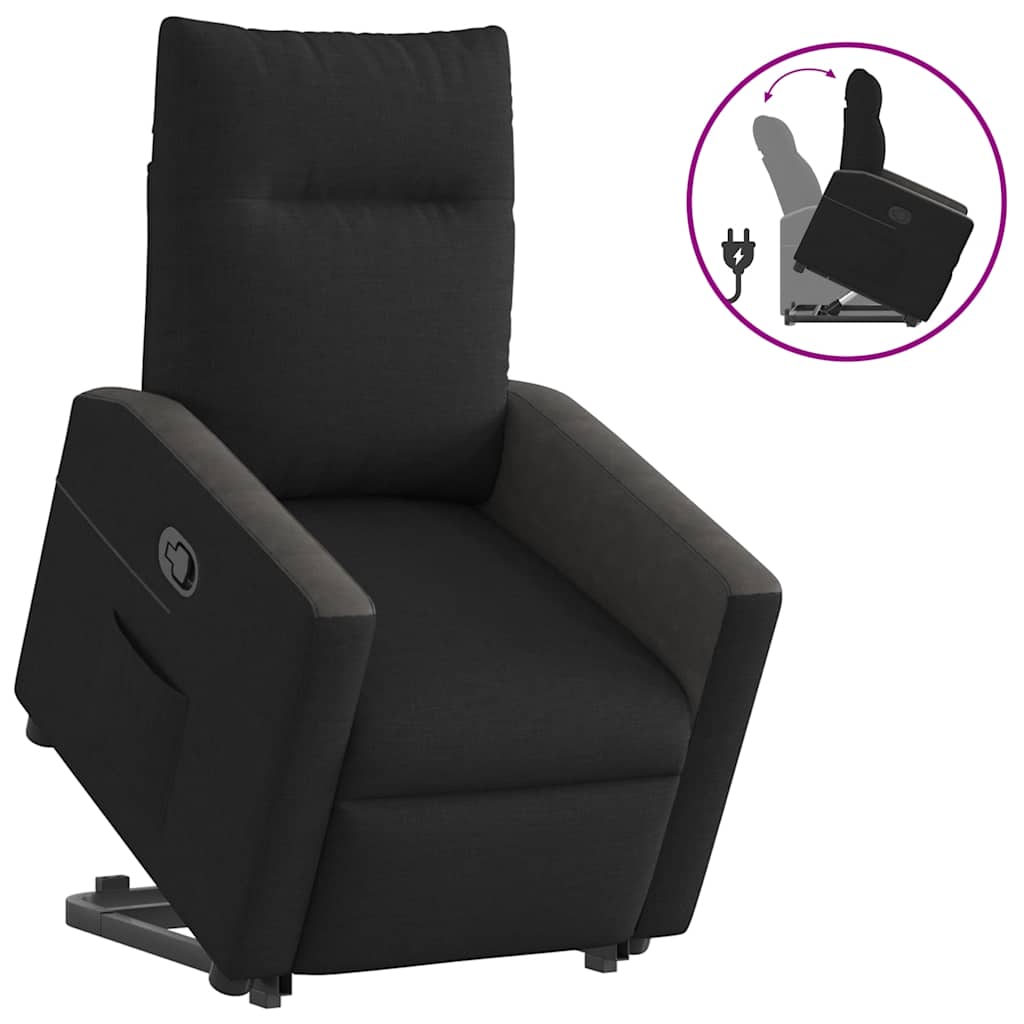 Fauteuil inclinable avec aide à la verticalisation en tissu noir