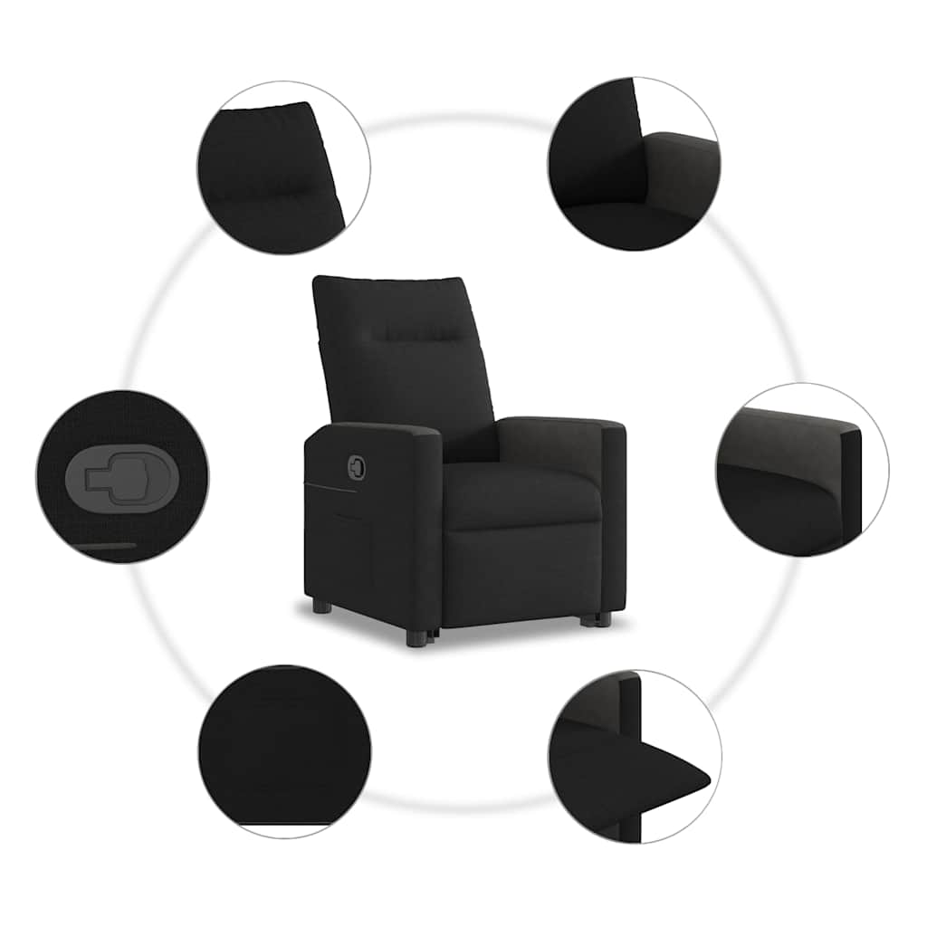 Fauteuil inclinable avec aide à la verticalisation en tissu noir