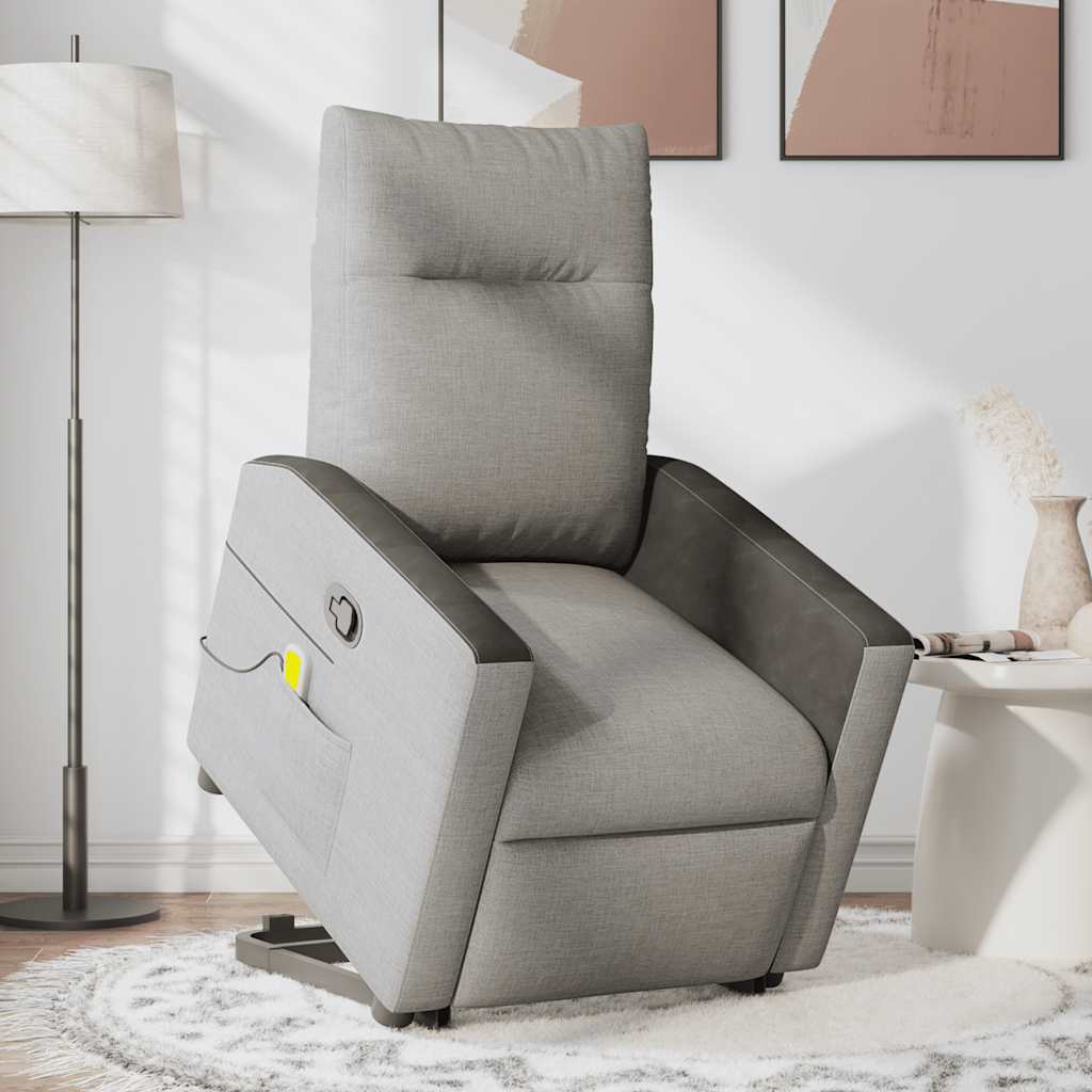 Fauteuil de massage avec aide à la verticalisation en tissu gris nuage