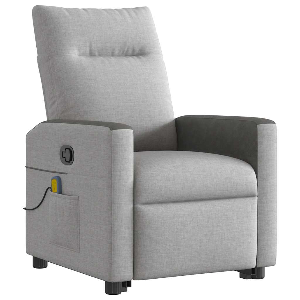 Fauteuil de massage avec aide à la verticalisation en tissu gris nuage