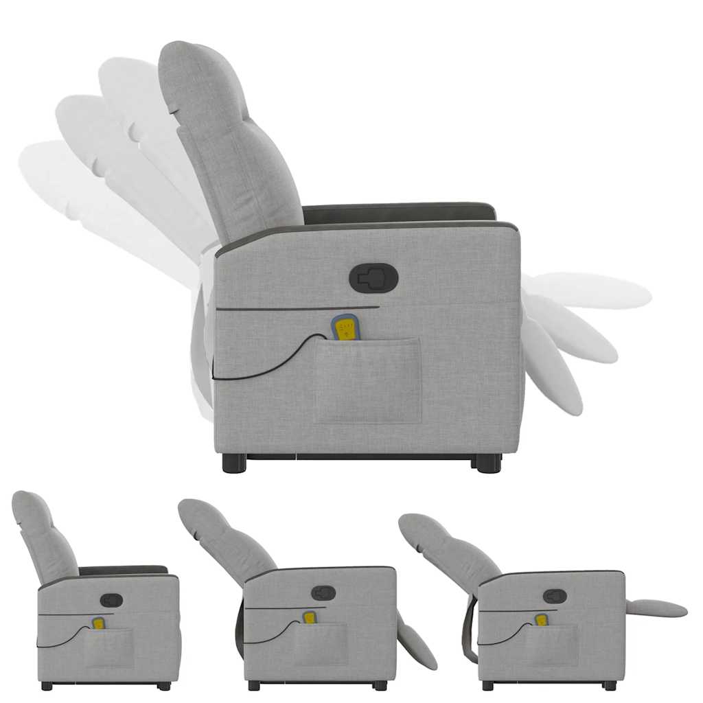Fauteuil de massage avec aide à la verticalisation en tissu gris nuage