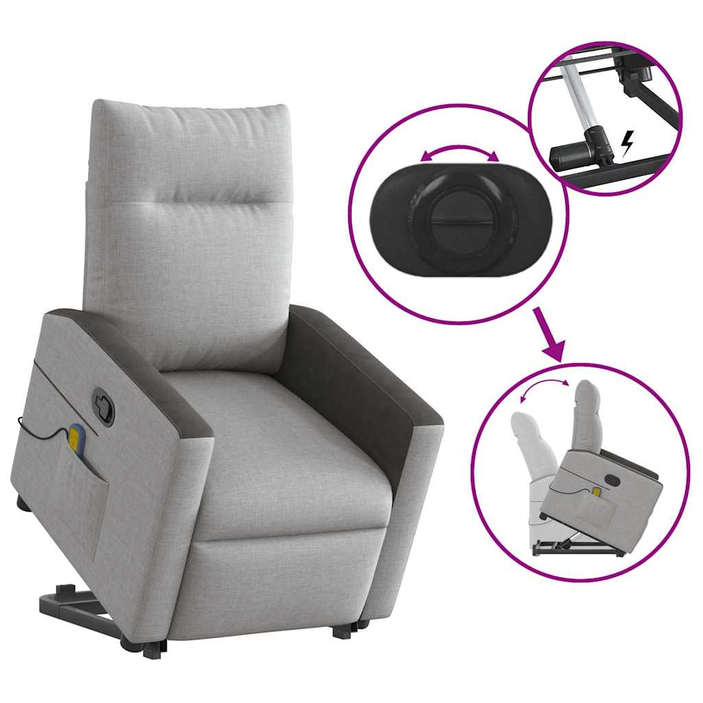 Fauteuil de massage avec aide à la verticalisation en tissu gris nuage