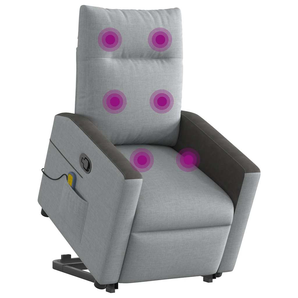 Fauteuil de massage avec aide à la verticalisation en tissu gris clair
