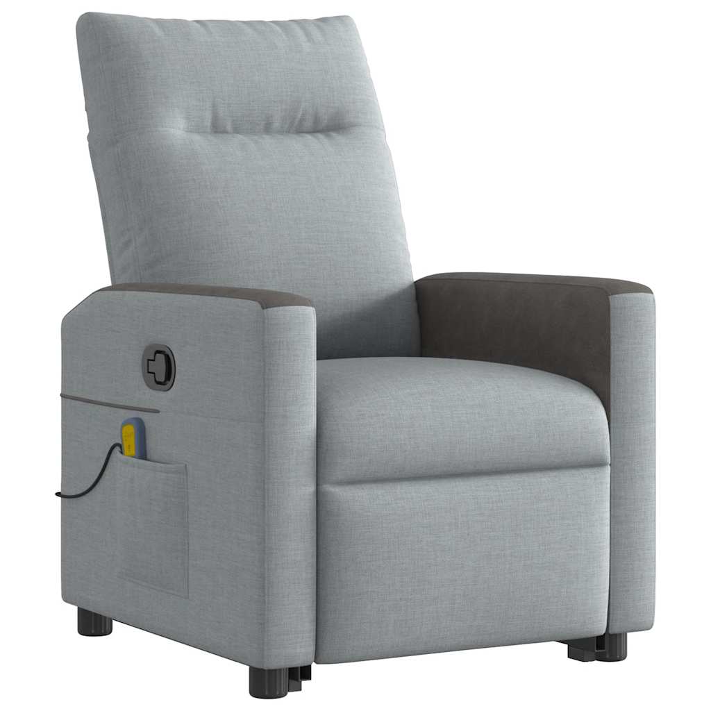 Fauteuil de massage avec aide à la verticalisation en tissu gris clair