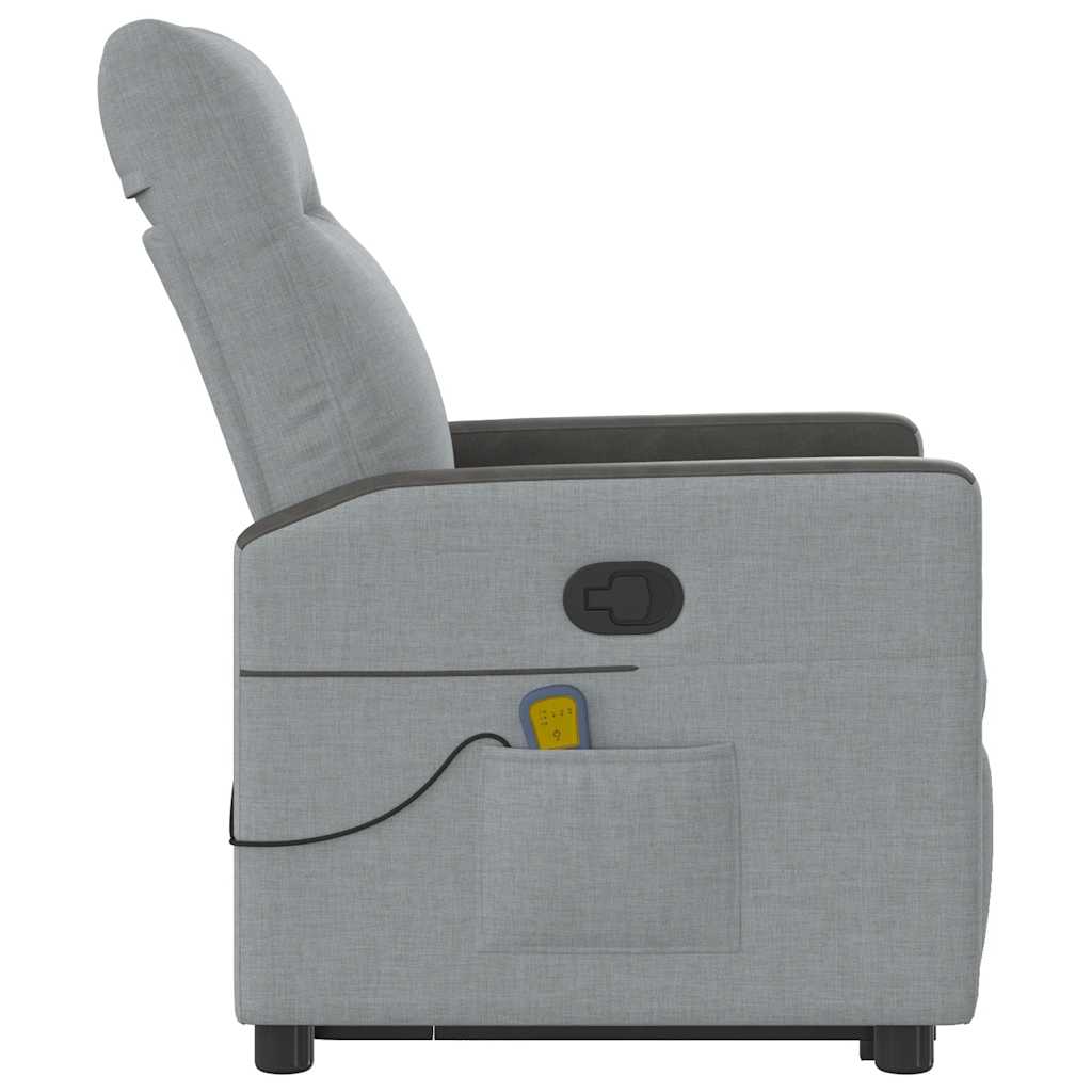 Fauteuil de massage avec aide à la verticalisation en tissu gris clair