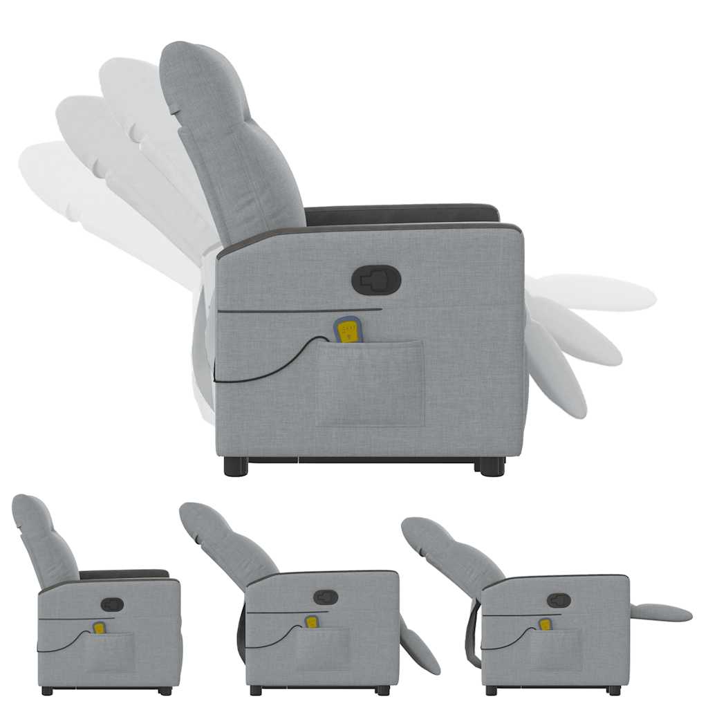 Fauteuil de massage avec aide à la verticalisation en tissu gris clair