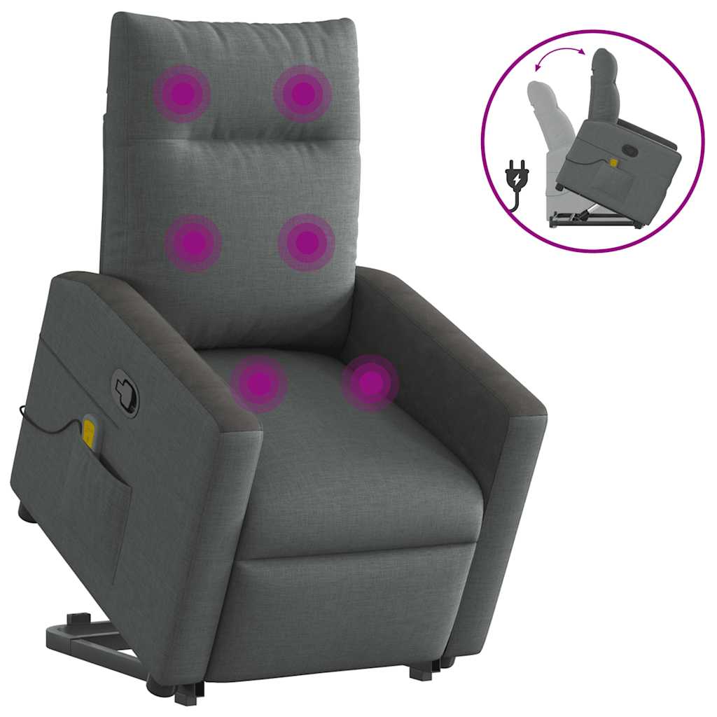 Fauteuil de massage avec aide au verticalisation en tissu gris foncé