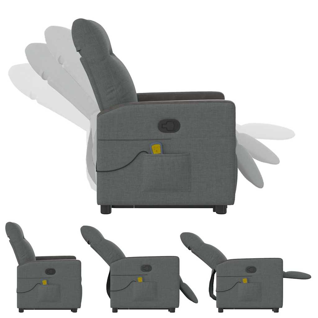 Fauteuil de massage avec aide au verticalisation en tissu gris foncé