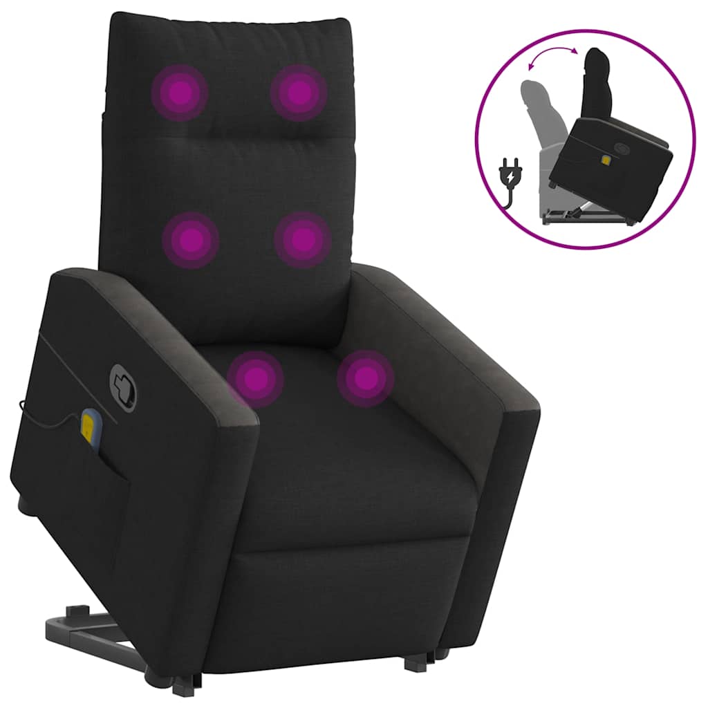 Fauteuil de massage avec aide au verticalisation en tissu noir