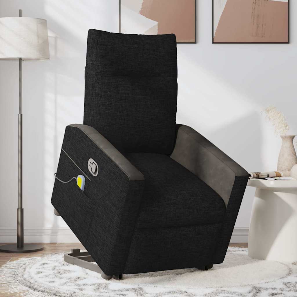Fauteuil de massage avec aide au verticalisation en tissu noir