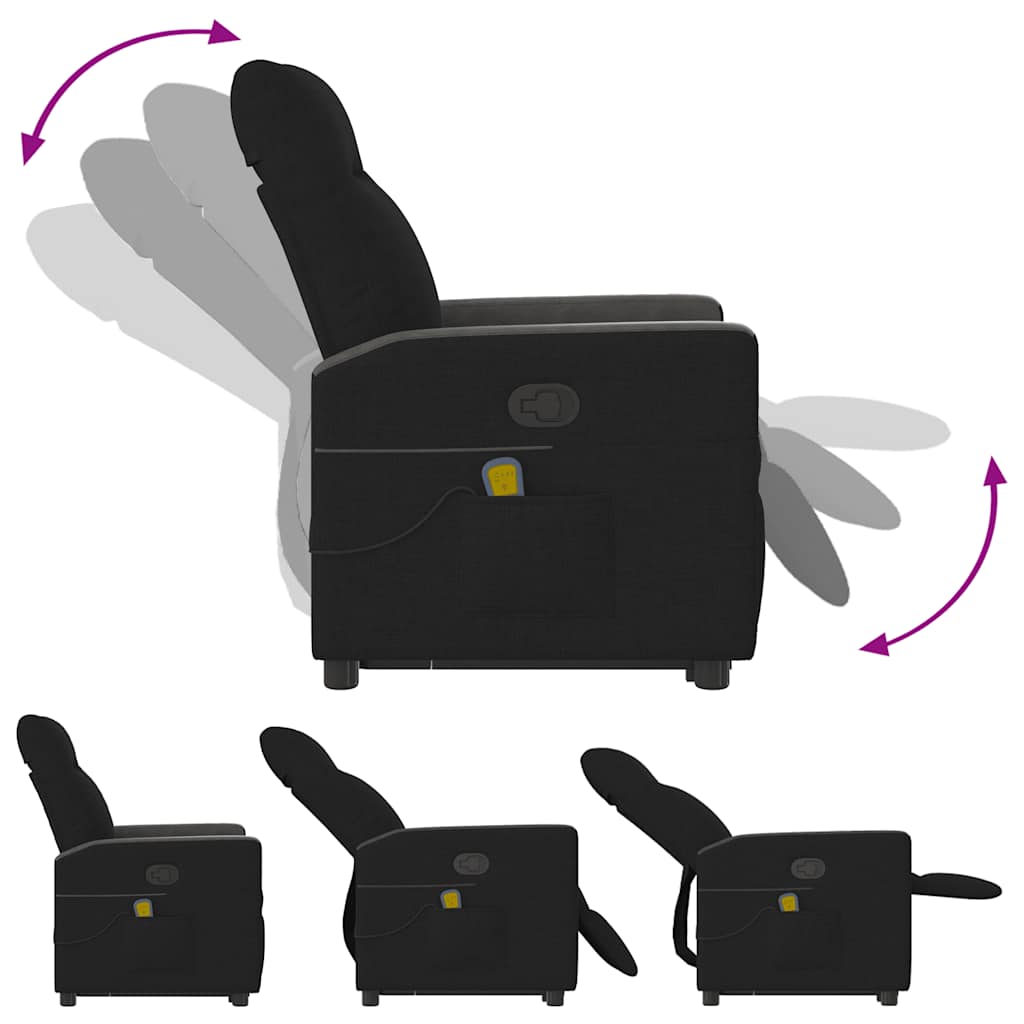 Fauteuil de massage avec aide au verticalisation en tissu noir